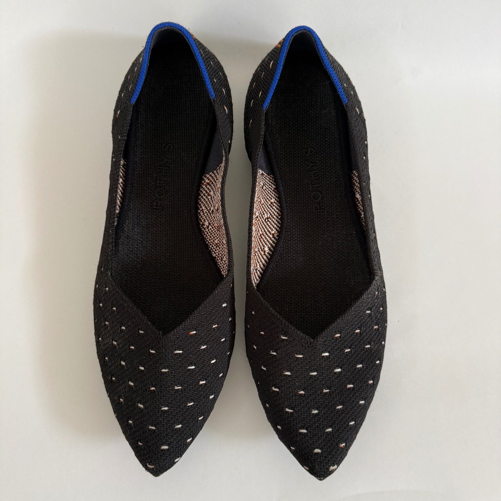 Rothy's The Point Women's Flats Size 10.5 Black Multicolor Knit Pointed Toe